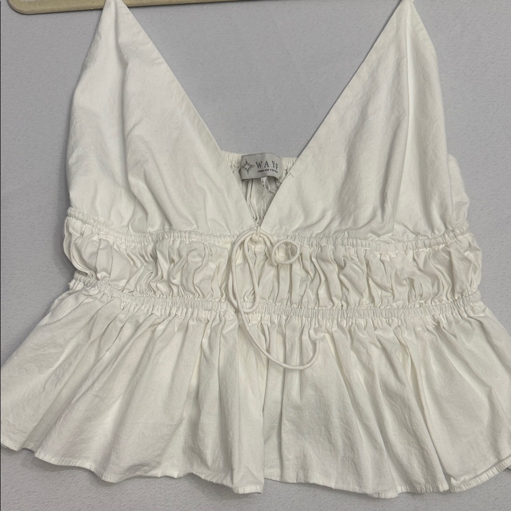 Wayf White Peplum Blouse